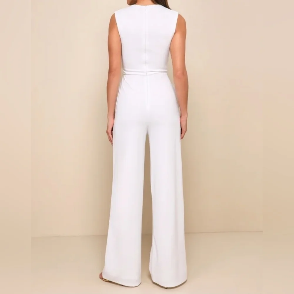 Lulus Enticing Endeavors White Sleeveless Square Neck Jumpsuit